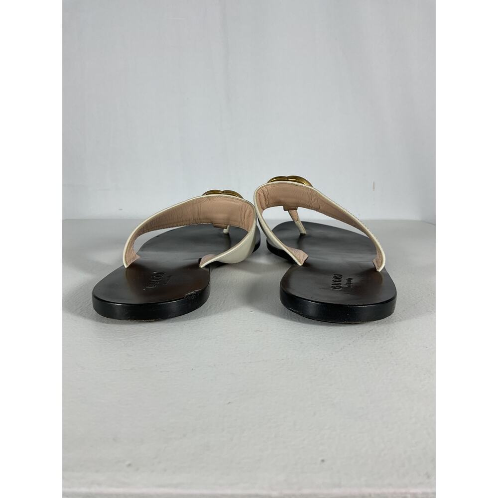 Gucci 'Marmont' Black Leather Thong Sandals Size 7 - Picture 4 of 12